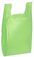Medium Plastic T-Shirt Bags in Lime Green 11 ½ x 6 x 21 Inches - Case of 1000