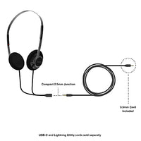 Koss KPH40 Utility On-Ear Headphones, Detachable Interchangeable Cord System, Ultra Lightweight Design (Stealth Black)
