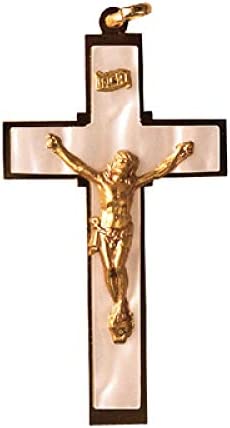Catholic & Religious Gifts, Plaque First Communion Small Crucifix Mother of Pearl 3"