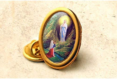 12pc Catholic & Religious Gifts, Lapel PIN Our Lady of Lourdes