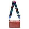 Wide Purse Strap Replacement,Flower Adjustable Guitar Style Bag Straps for Women Crossbody Handbags,Blue Leather Design at The End
