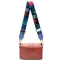 Wide Purse Strap Replacement,Flower Adjustable Guitar Style Bag Straps for Women Crossbody Handbags,Blue Leather Design at The End