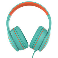 RORSOU R10 On-Ear Headphones with Microphone, Lightweight Folding Stereo Bass Headphones with 1.5M No-Tangle Cord, Portable Wired Headphones for Smartphone Tablet Computer MP3 / 4 (Green)