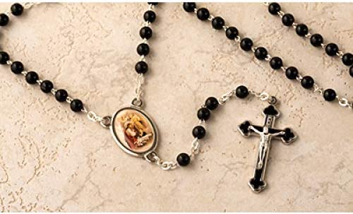 Catholic & Religious Gifts, Rosary First Communion Black (BOY), 4MM 14.5"