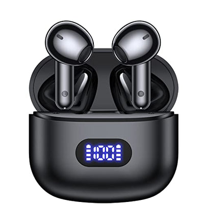 Wireless Earbuds Bluetooth 5.3 Headphones 40Hrs Playback IPX7 Waterproof Ear Earphones with Wireless Charging Case & LED Power Display TWS Sports Headset Microphone for iOS Android Laptop Black