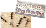 Catholic & Religious Gifts, ROSARY DISPLAY FIRST COMMUNION BLACK (BOY) ; 5MM 16" (12PCS)
