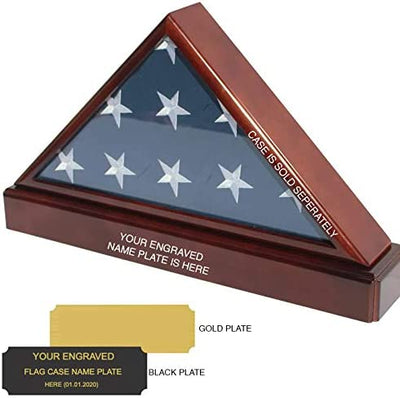 Engraved Flag CASE Name Plate Military Memorial Burial Casket Personalized USA.Name Plate ONLY!.Flag CASE Name Plate for Burial/Funeral/Veteran Flag (1.25x4, Square Corner-Gold)
