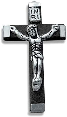 12pc Catholic & Religious Gifts, Small Crucifix Wood Black 3.5CM 2.1CM