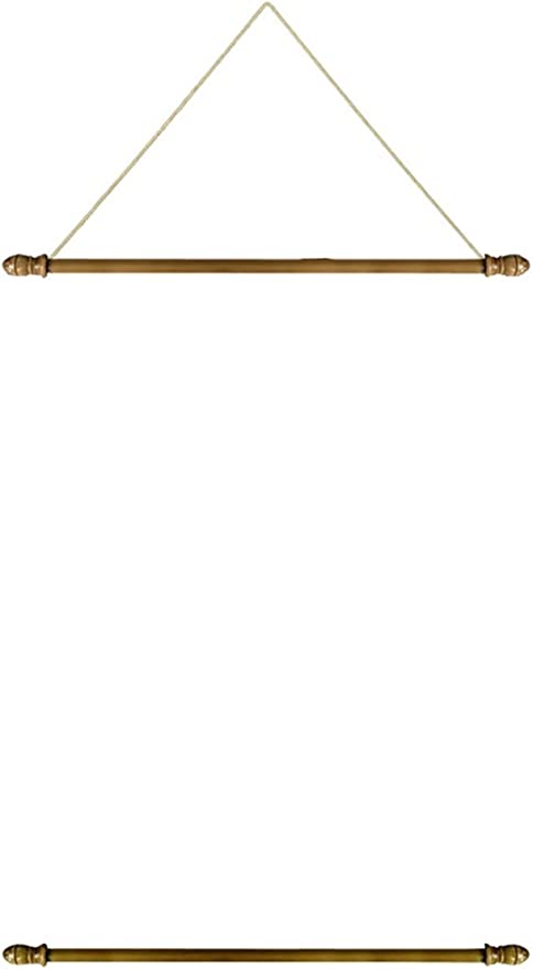 Pack of 2 Wooden Banner Wall Hanger Set Top and Bottom Poles with Removable Ends, 24 Inch