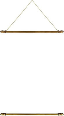 Pack of 2 Wooden Banner Wall Hanger Set Top and Bottom Poles with Removable Ends, 24 Inch