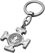 12pc Catholic & Religious Gifts, KEY CHAIN ST. BENEDICT SILVER WHITE