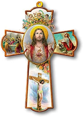 Catholic & Religious Gifts, Cross Wall Sacred Heart of Jesus 8.25
