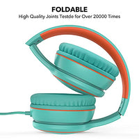 RORSOU R10 On-Ear Headphones with Microphone, Lightweight Folding Stereo Bass Headphones with 1.5M No-Tangle Cord, Portable Wired Headphones for Smartphone Tablet Computer MP3 / 4 (Green)