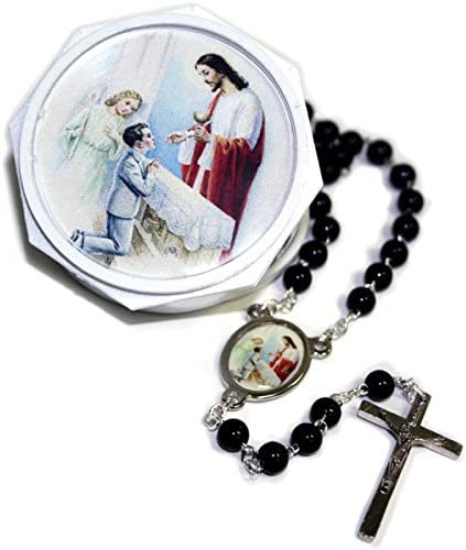 Catholic & Religious Gifts, Rosary First Communion BOY Black, 4MM 16"