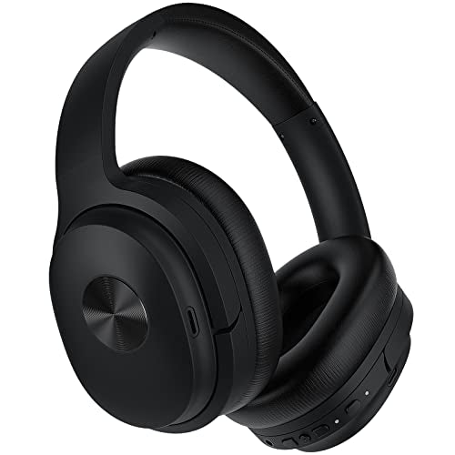 phonicgrid SE7 Hybrid Active Noise Cancelling Headphones, Bluetooth Wireless Headphones, Over Ear Bluetooth Headphones with ENC Clear Calls, Bluetooth 5.2, Deep Bass, 30Hrs for Talk/Music/Work, Black
