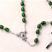 Catholic & Religious Gifts, Rosary Beads Silver/Green 18"