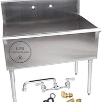 36" x 21" x 14D" Stainless Steel One Compartment Commercial Utility Sink w/ 8" Centers and 12" Swing Spout, Wall Mount Installation Kit Included -COMPLETE SET