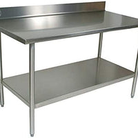 24" x 60" 18 Gauge 430 Stainless Steel Work Table with Undershelf and 2" Rear Upturn