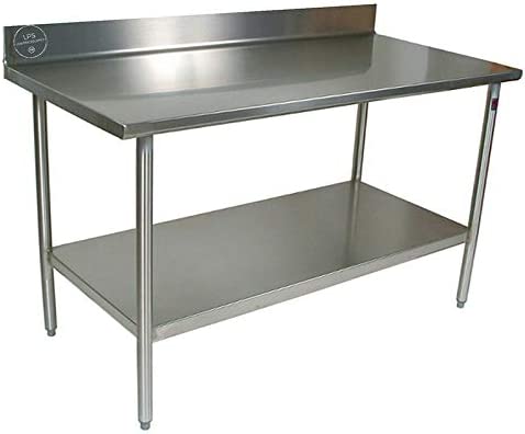 24" x 60" 18 Gauge 430 Stainless Steel Work Table with Undershelf and 2" Rear Upturn