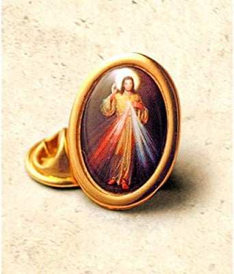 12pc Catholic & Religious Gifts, Lapel PIN Divine Mercy 3/4