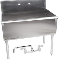 36" X 24" X 14" Bowl Stainless Steel Commercial Utility Prep 36" 1 Sink w/ 12" Wall Mounted Swing Spout Swivel Faucet with 8" Centers (Overall Dimensions: 36L" x 28W" x 41H")
