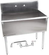 36" X 24" X 14" Bowl Stainless Steel Commercial Utility Prep 36" 1 Sink w/ 12" Wall Mounted Swing Spout Swivel Faucet with 8" Centers (Overall Dimensions: 36L" x 28W" x 41H")