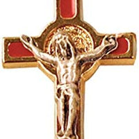 12pc Catholic & Religious Gifts, Small Crucifix ST Benedict Gold RED 1.5"