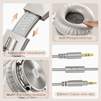 OneOdio Bluetooth Over Ear Headphones - Wireless/Wired 110 Hrs Stereo Sound Bluetooth Foldable Headsets with Deep Bass 50mm Neodymium Drivers for PC/Phone - Studio Wireless Pro C, Champagne Gold
