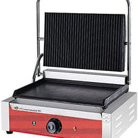 Grooved Top and Smooth Bottom Commercial Panini Sandwich Grill - 120V, 1750W