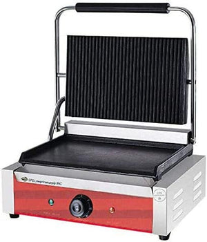 Grooved Top and Smooth Bottom Commercial Panini Sandwich Grill - 120V, 1750W