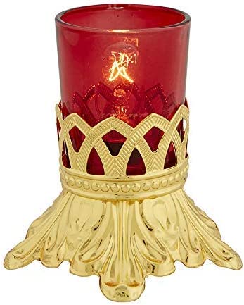 Sudbury Brass Electric Votive Holder with Ruby Glass