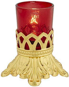 Sudbury Brass Electric Votive Holder with Ruby Glass