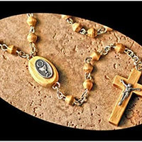 Catholic & Religious Gifts, Rosary First Communion Natural Wood Silver Chain 18" 4MM