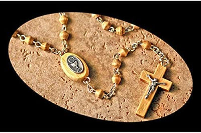 Catholic & Religious Gifts, Rosary First Communion Natural Wood Silver Chain 18