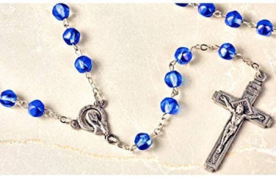 Catholic & Religious Gifts, Rosary Crystal Silver/Dark Blue 19