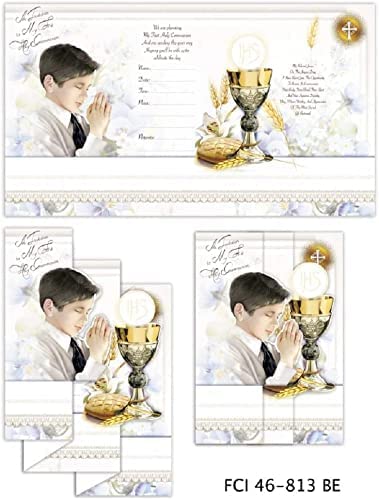 Catholic & Religious Gifts, First Communion Invitation English W/Envelope POP-UP BOY Spanish W/Envelope 100/PKG