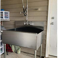 36" X 24" X 14" Bowl Stainless Steel 430 Commercial Utility Prep 36" 1 Sink W/ 1.15 GPM Wall-Mounted Pre-Rinse Assembly with 8" Centers and 12" Add On Faucet - COMPLETE SET