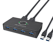 USB 3.0 Switcher kisdoo USB Switch Selector 2 Computers Share 4 USB 3.0 Devices and 3.5mm Headphones Speakers KVM Switcher Hub Adapter for PC, Printer, Keyboard, Scanner, Mouse, U-Disk,Speaker