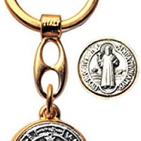 12pc Catholic & Religious Gifts, KEY CHAIN ST BENEDICT GOLD - 3"