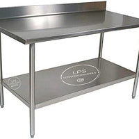 30" x 60" 18-Gauge 304 Stainless Steel Commercial Work Table with 4" Backsplash