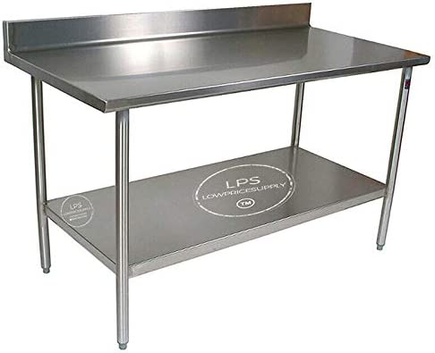 30" x 60" 18-Gauge 304 Stainless Steel Commercial Work Table with 4" Backsplash