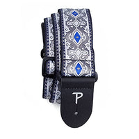 Perri’s Leathers Ltd. - Guitar Strap - Nylon - Jacquard – Royal Silver - Adjustable - for Acoustic / Bass / Electric Guitars - Made in Canada (TWS-7277)