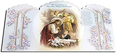 Catholic & Religious Gifts, First Communion Invitation BOY English W/Envelope CAPILLA Series 100/PKG