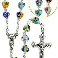 Catholic & Religious Gifts, Rosary Murano Glass Beads Heart Shape 22" 6MM