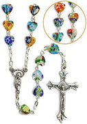 Catholic & Religious Gifts, Rosary Murano Glass Beads Heart Shape 22" 6MM