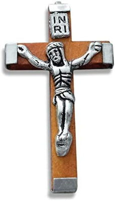 12pc Catholic & Religious Gifts, Small Crucifix Wood Dark Brown 1.75