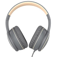 RORSOU R10 On-Ear Headphones with Microphone, Lightweight Folding Stereo Bass Headphones with 1.5M No-Tangle Cord, Portable Wired Headphones for Smartphone Tablet Computer MP3 / 4 (Grey)