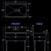 36" x 21" x 14D" Stainless Steel One Compartment Commercial Utility Sink w/ 8" Centers and 12" Swing Spout, Wall Mount Installation Kit Included -COMPLETE SET