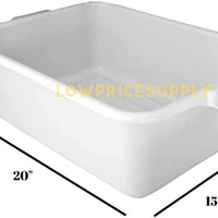 6 Pack 20" x 15" x 7" White Storage Plastic Dish Restaurant Food Bus Tub w/Lid