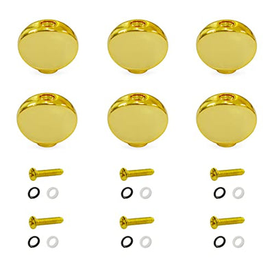 MAXCHEER 6PCS Small Oval Metal Guitar Tuning Pegs keys Tuners Machine Heads replacement Buttons knobs Handle (Gold)